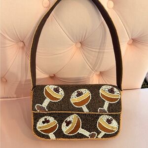 Anthropologie Expresso Martini Beaded Fiona Bag